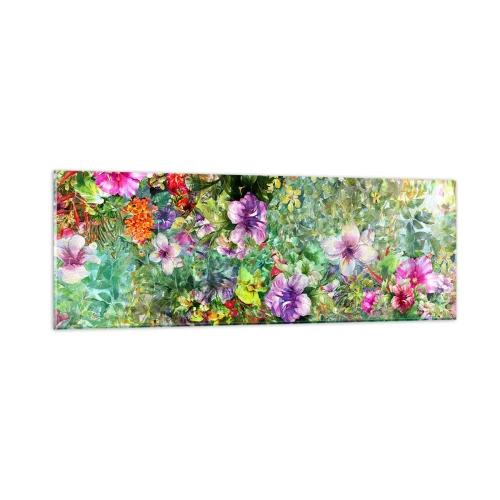 Tablou pe sticlă - Să ne pierdem în flori - 90x30 cm