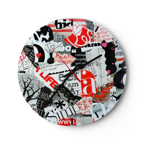 Ceas de perete - Ceas pe sticlă - Colaj de hipsteri - 40x40 cm