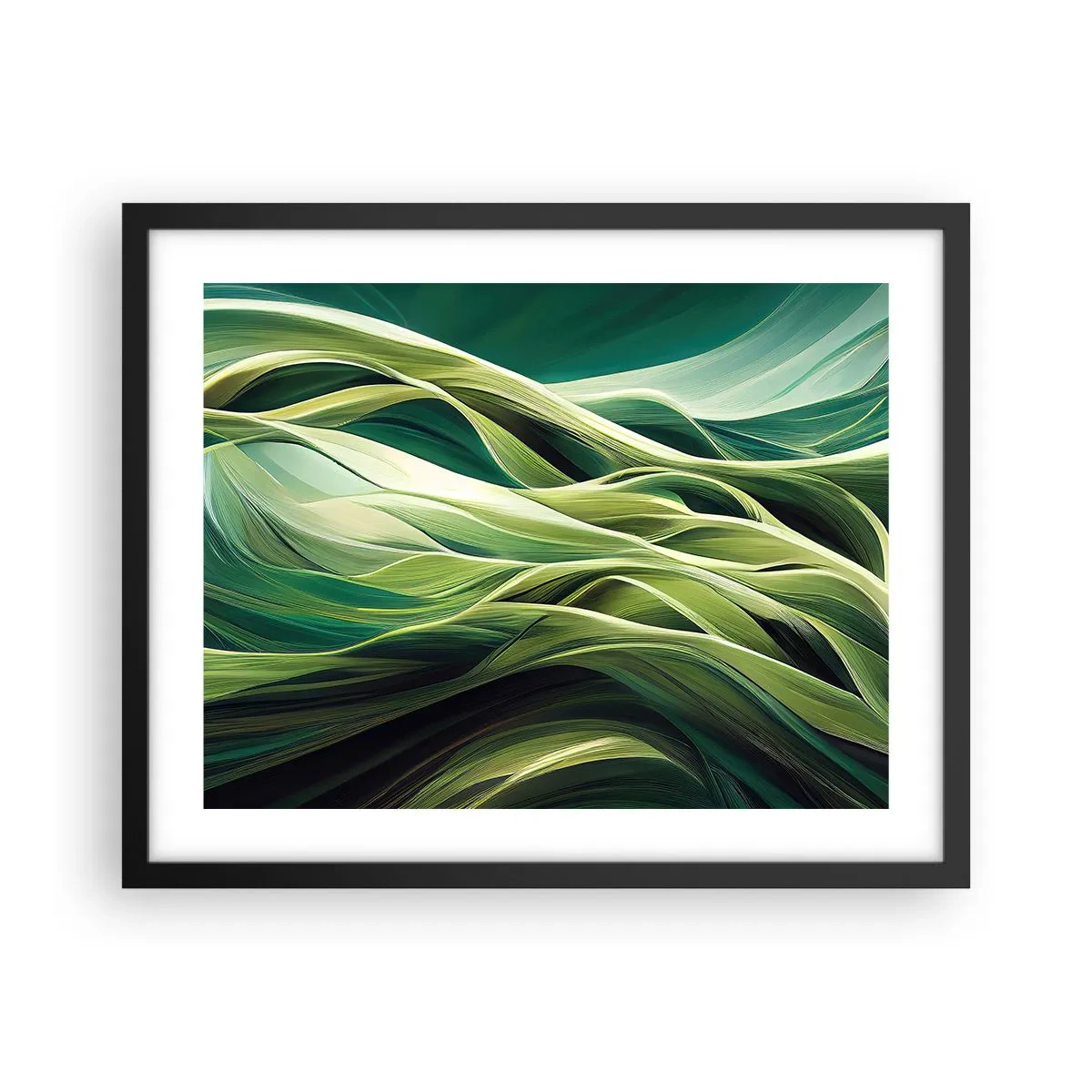 Poster în ramă neagră - Un joc abstract de verde - 50x40 cm