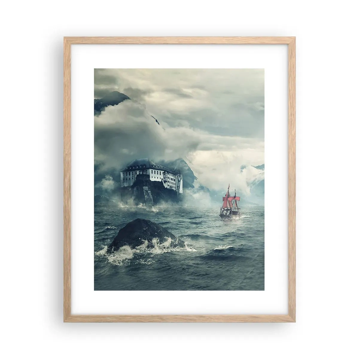 Poster în ramă de stejar deschis - Pe ape magice - 40x50 cm