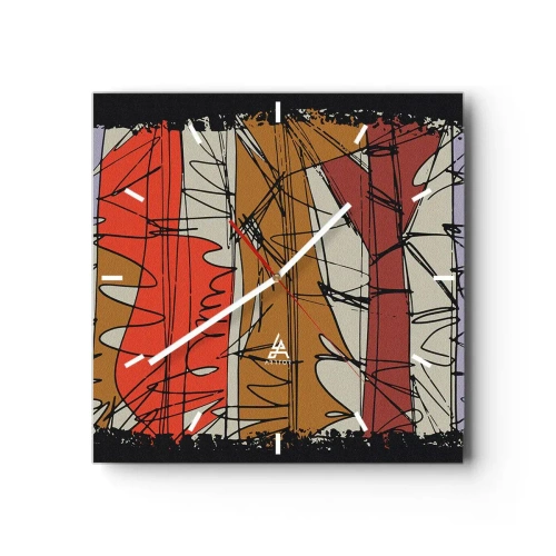 Ceas de perete - Ceas pe sticlă - Compoziție spontană - 30x30 cm