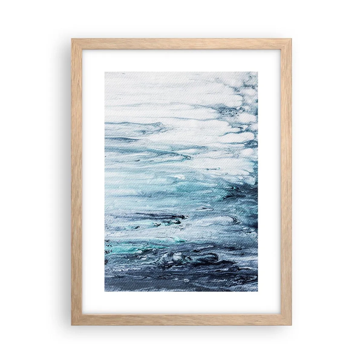 Poster în ramă de stejar deschis - Țurțuri de albastru - 30x40 cm