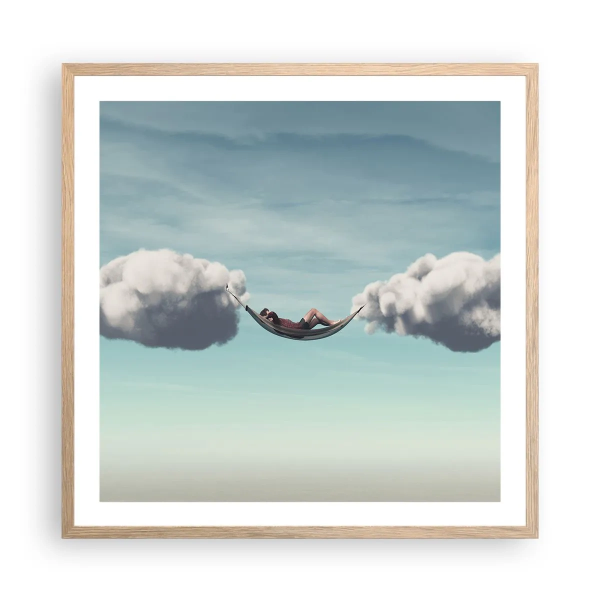 Poster în ramă de stejar deschis - Fericirea momentului - 60x60 cm