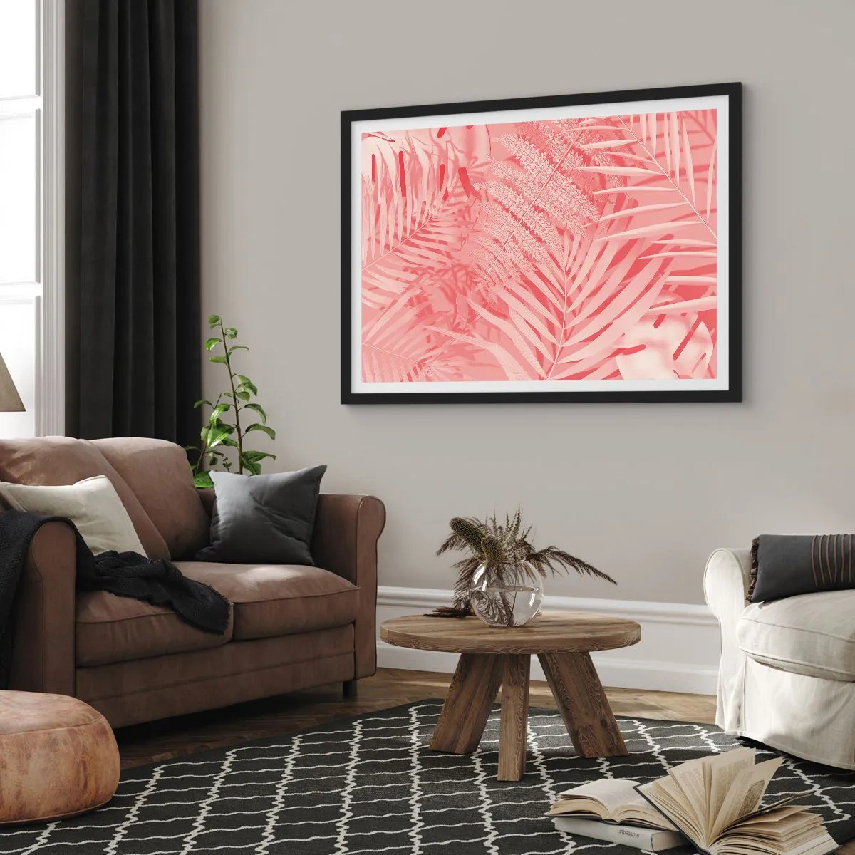 Poster în ramă neagră - Conceptul roz - 70x50 cm