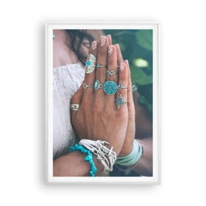 Poster în ramă albă - Bine ați venit în centrul ființei - 70x100 cm