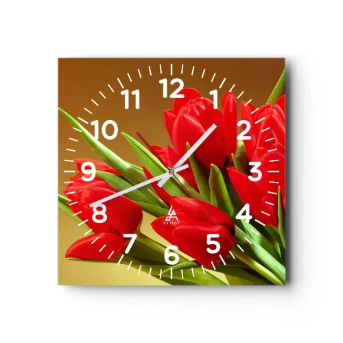Ceas de perete - Ceas pe sticlă - O explozie de bucurie de primăvară - 40x40 cm