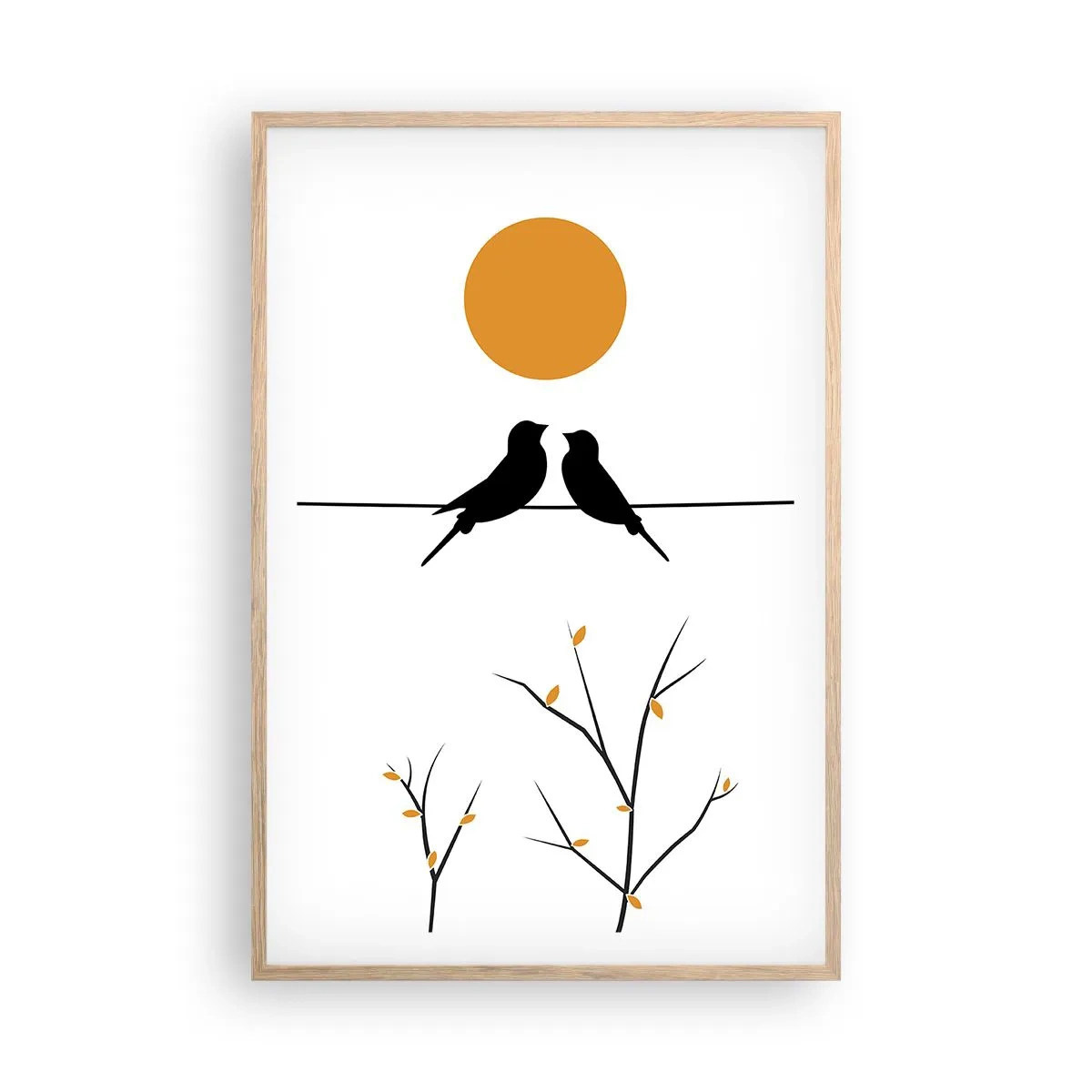 Poster în ramă de stejar deschis - Seară cu privighetori - 61x91 cm