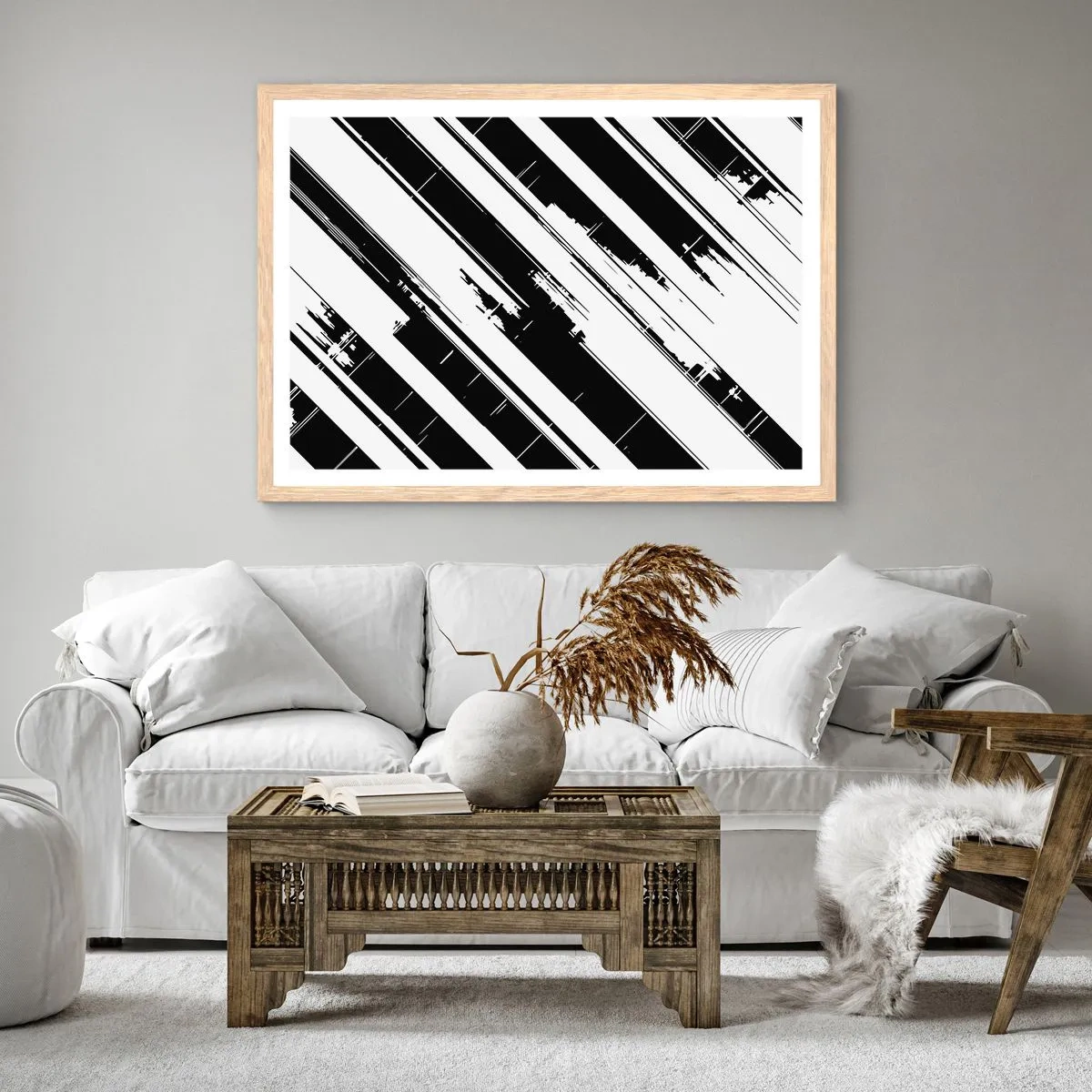 Poster în ramă de stejar deschis - Compoziție intensă și dinamică - 40x30 cm