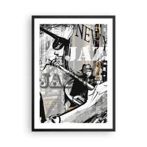 Poster în ramă neagră - O compoziție artistică inspirată de jazz - 50x70cm - În ritmul New York-ului - Decorațiune modernă pentru perete pentru living și dormitor ARTTOR