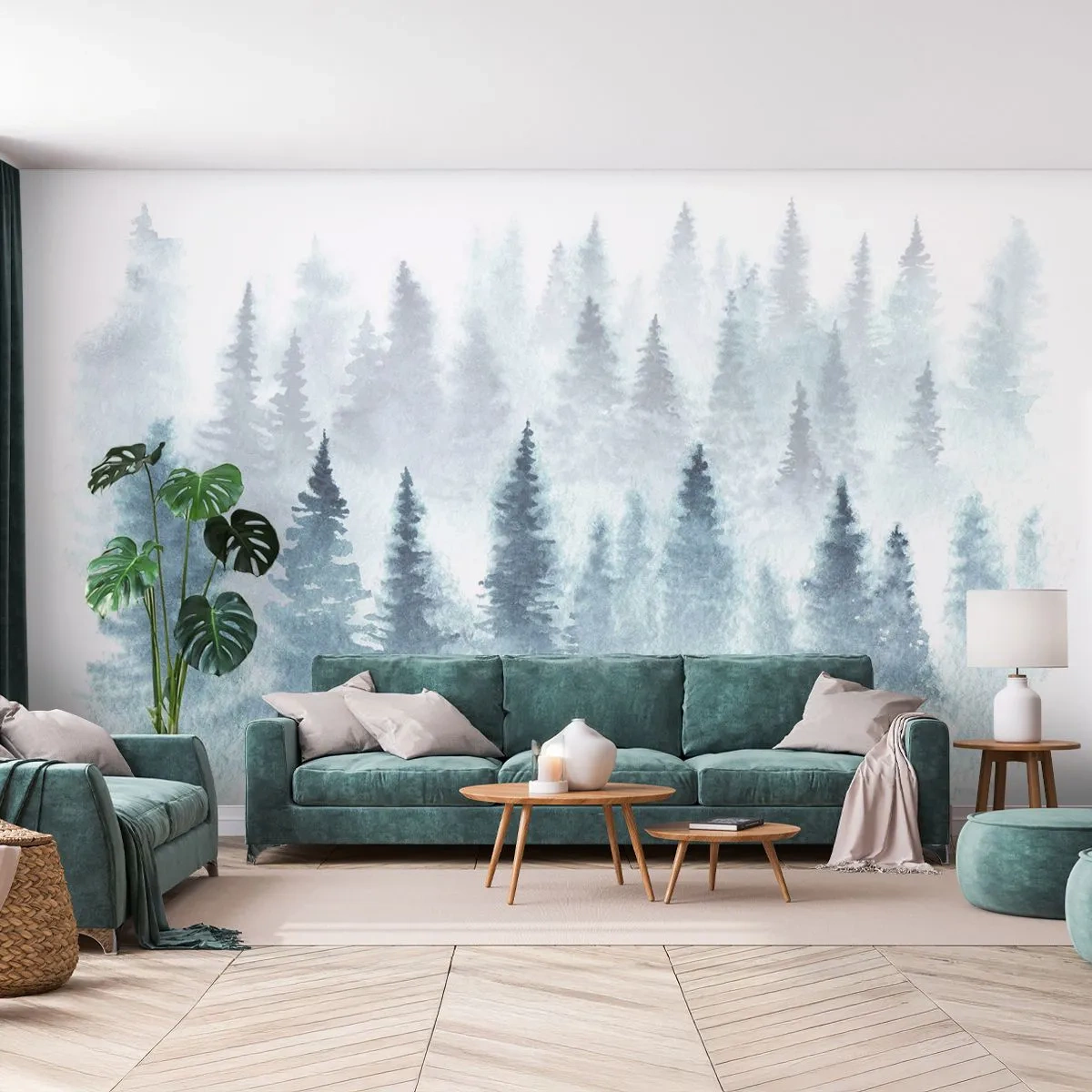 Tapet Standard Eco - Înfășurate în ceață - Peisaj, pădure, molid - 400x280 cm