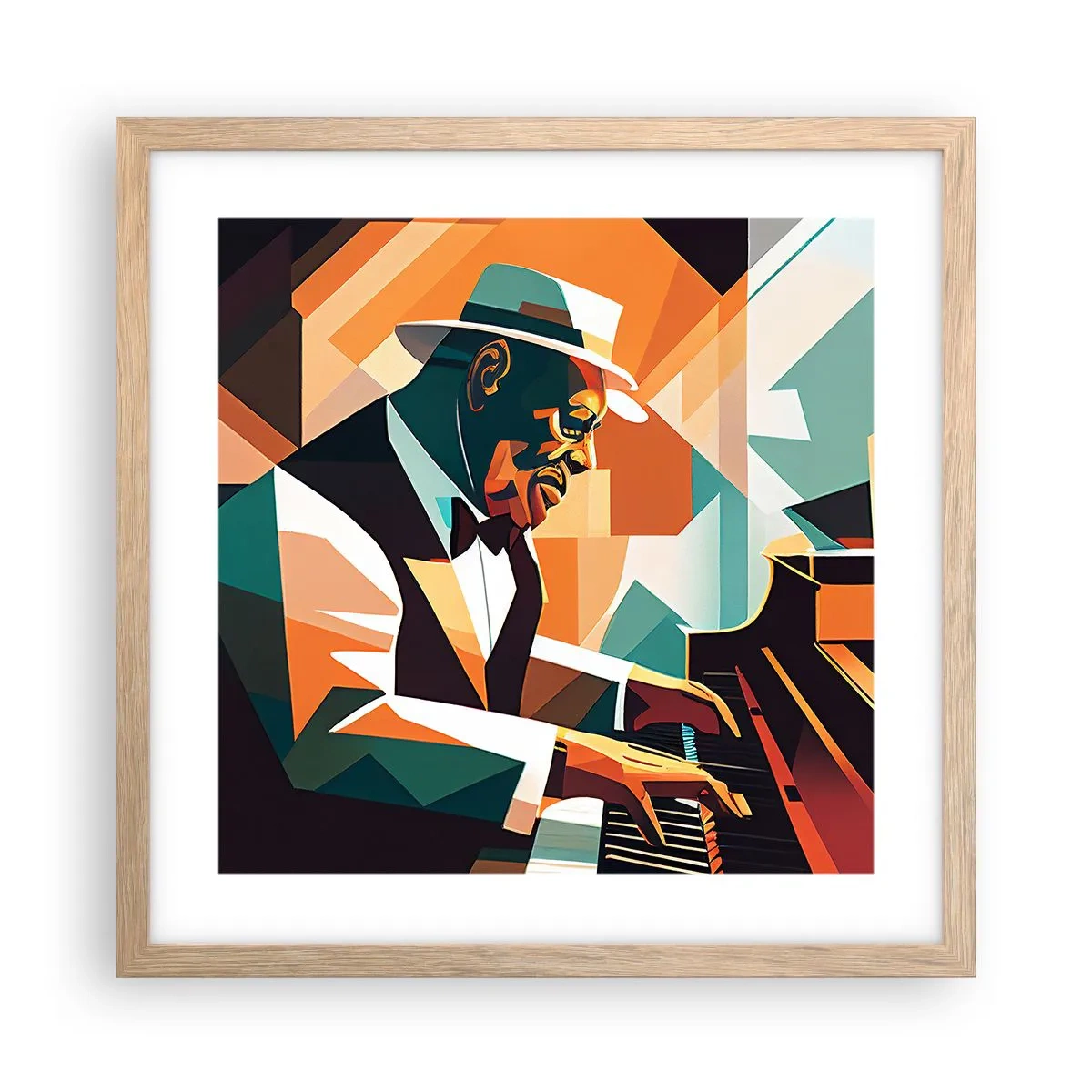 Poster în ramă de stejar deschis - Numai jazz - 40x40 cm