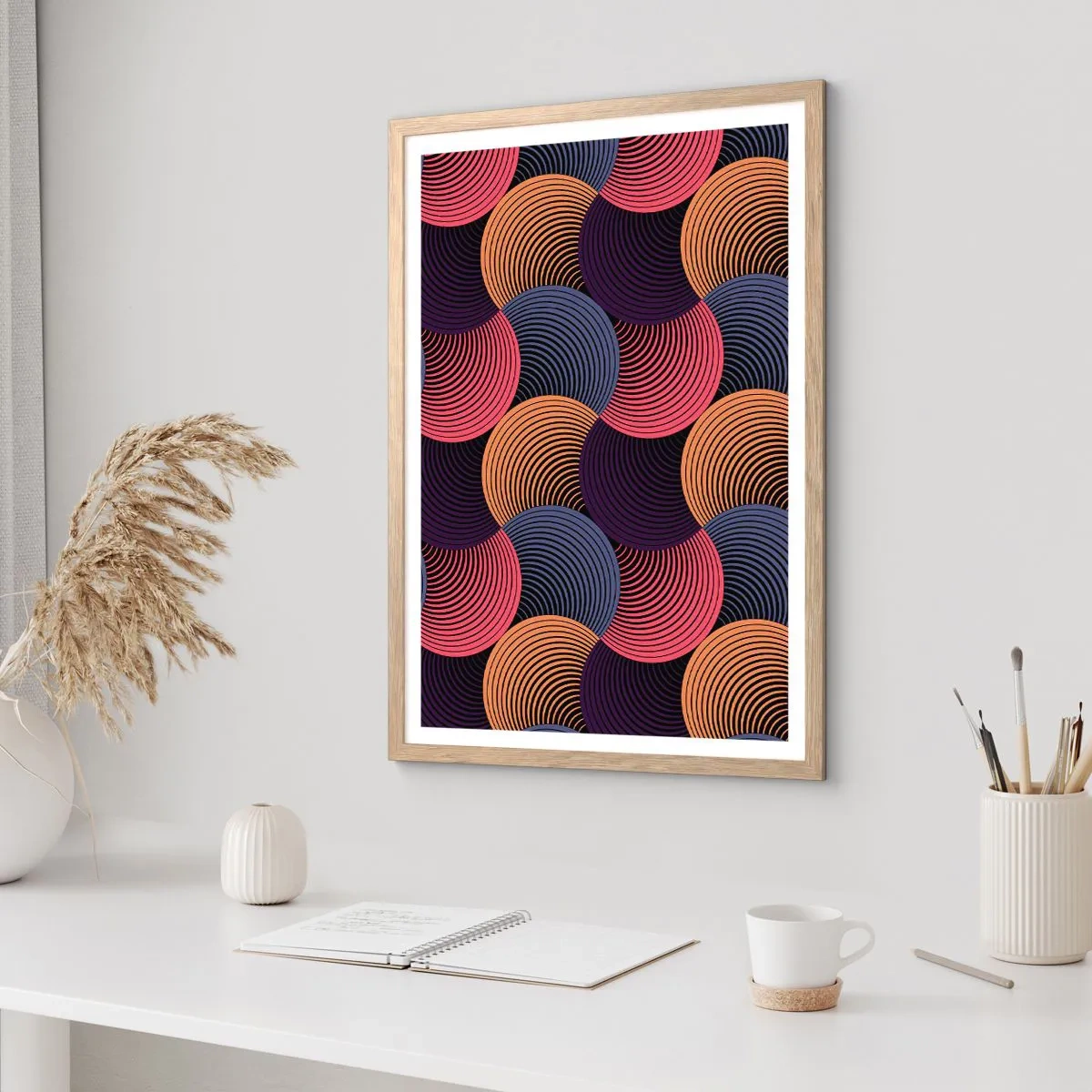 Poster în ramă de stejar deschis - Într-un ritm de cerc - 40x50 cm