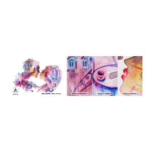 Mostră tapet Premium Canvas - Podul secret al suspinelor - Abstracția, Cuplu îndrăgostit, Arhitectură - 100x30 cm