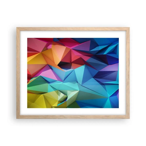 Poster în ramă de stejar deschis - Origami de curcubeu - 50x40 cm