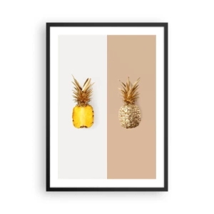 Poster în ramă neagră - O compoziție minimalistă din două ananasuri - 50x70cm - Ananas de împărțit - Decorațiune modernă pentru perete pentru living și dormitor ARTTOR