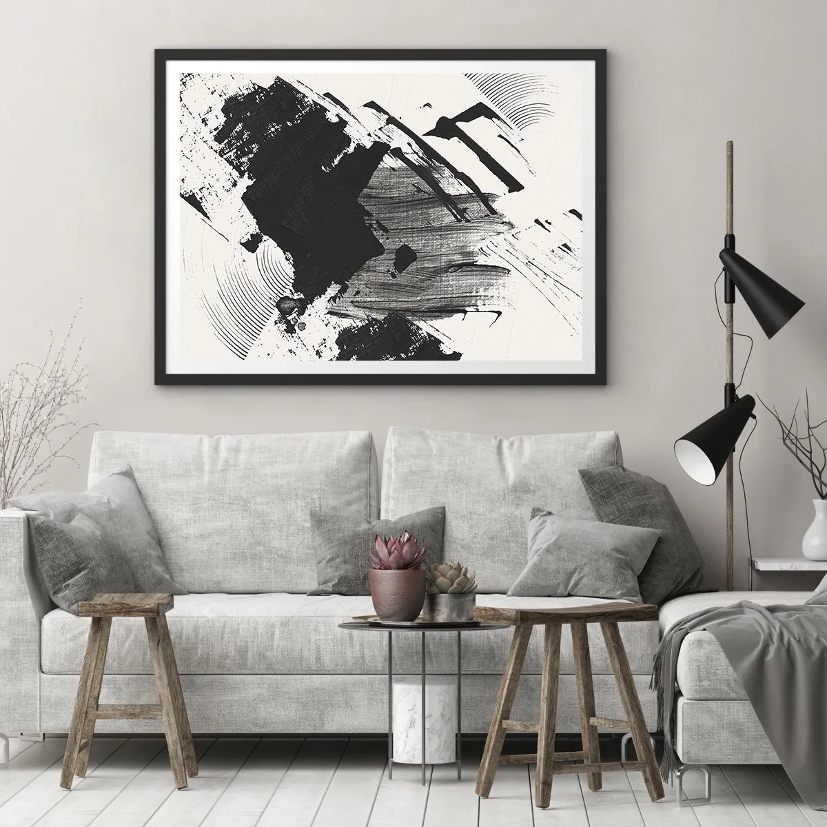 Poster în ramă neagră - Abstracție - expresie de negru - 70x50 cm