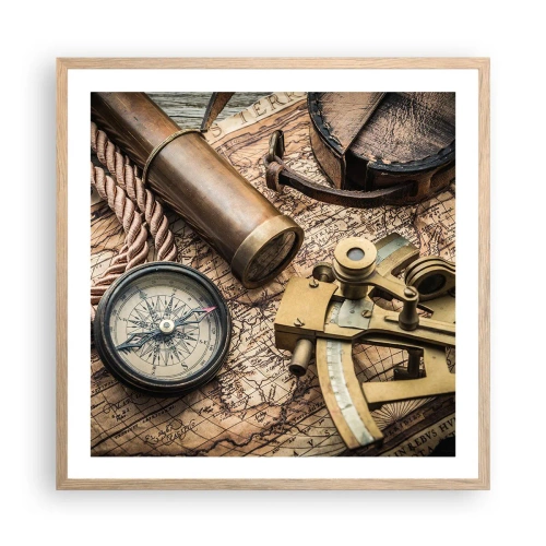 Poster în ramă de stejar deschis - Stabilește cursul - 60x60 cm