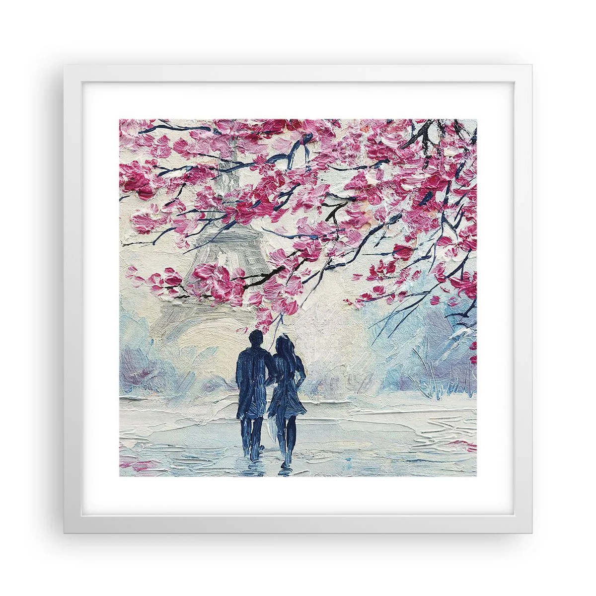 Poster în ramă albă - Plimbare romantică - 40x40 cm
