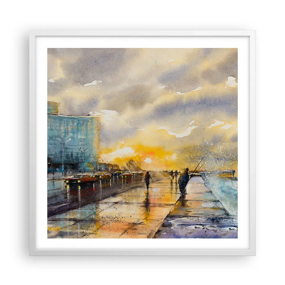 Poster în ramă albă - Viața pe țărm - 60x60 cm