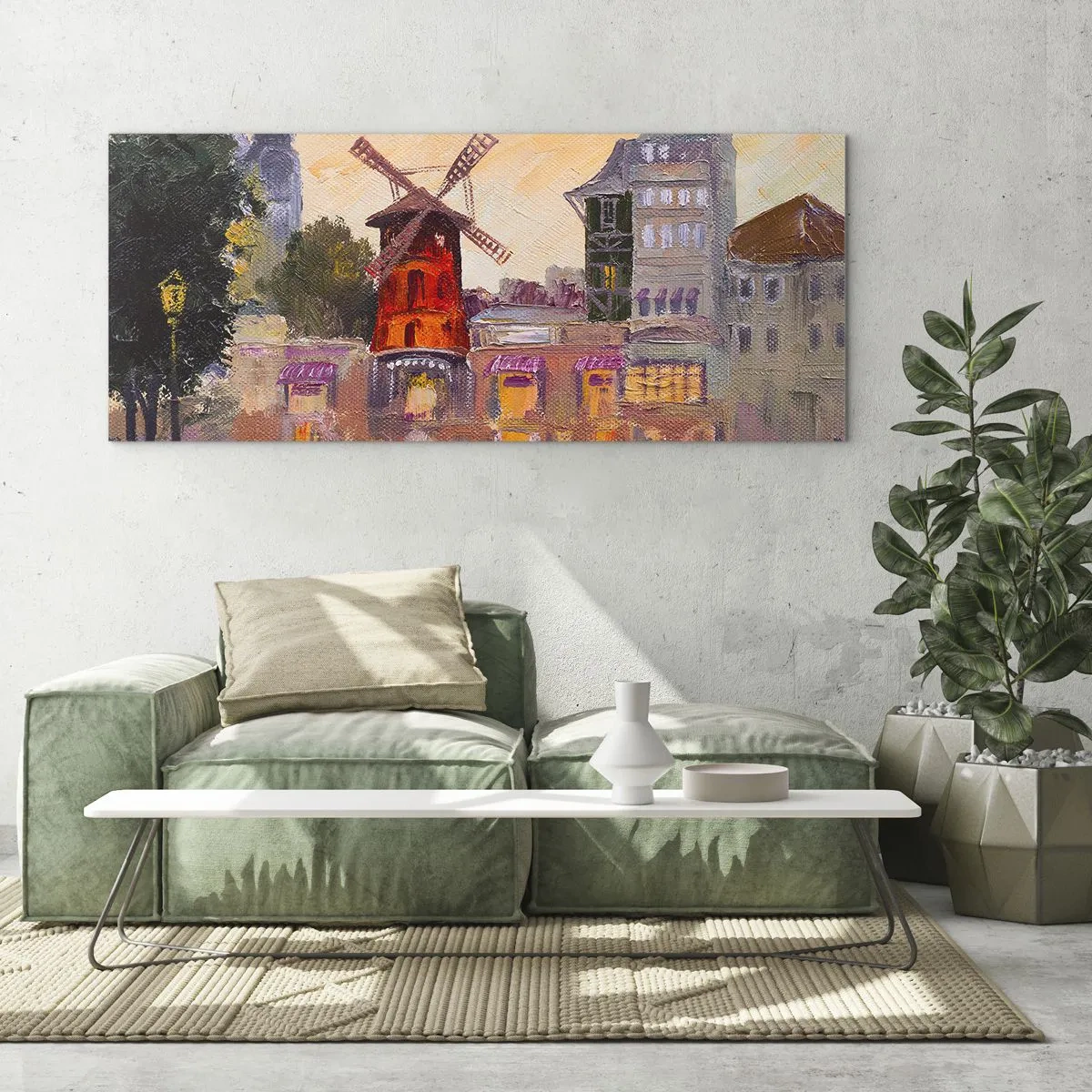 Tablou pe sticlă - Icoane pariziene - Moulin Rouge - 100x40 cm