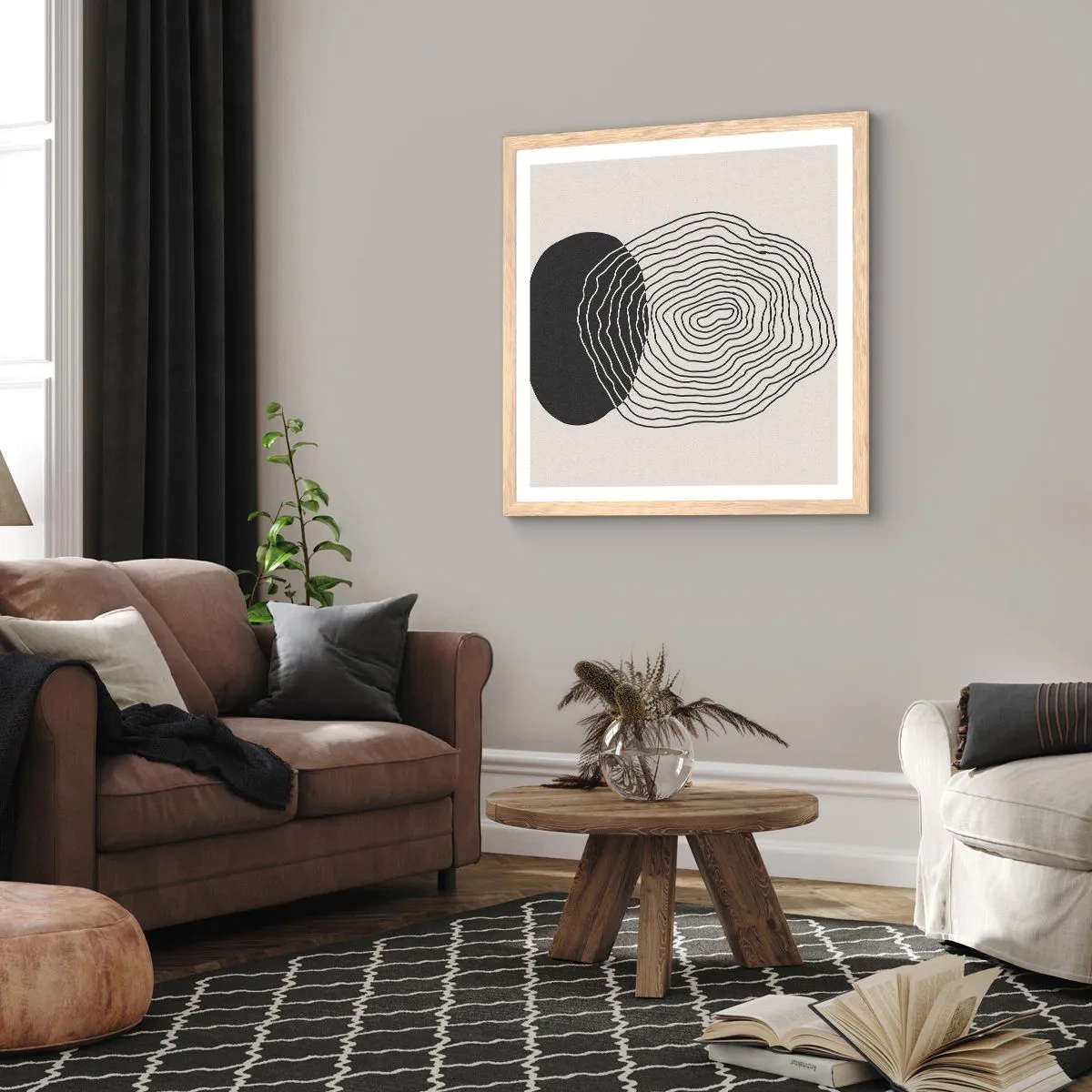 Poster în ramă de stejar deschis - Persistență și vibrațiile - 40x40 cm