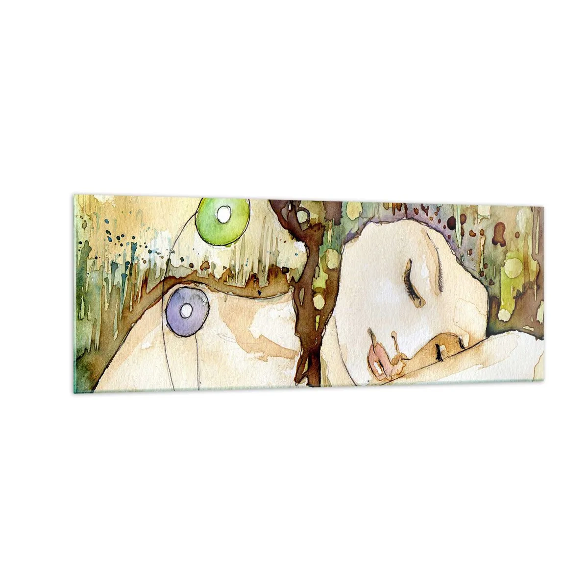 Tablou pe sticlă - Visul violet smarald - 140x50 cm