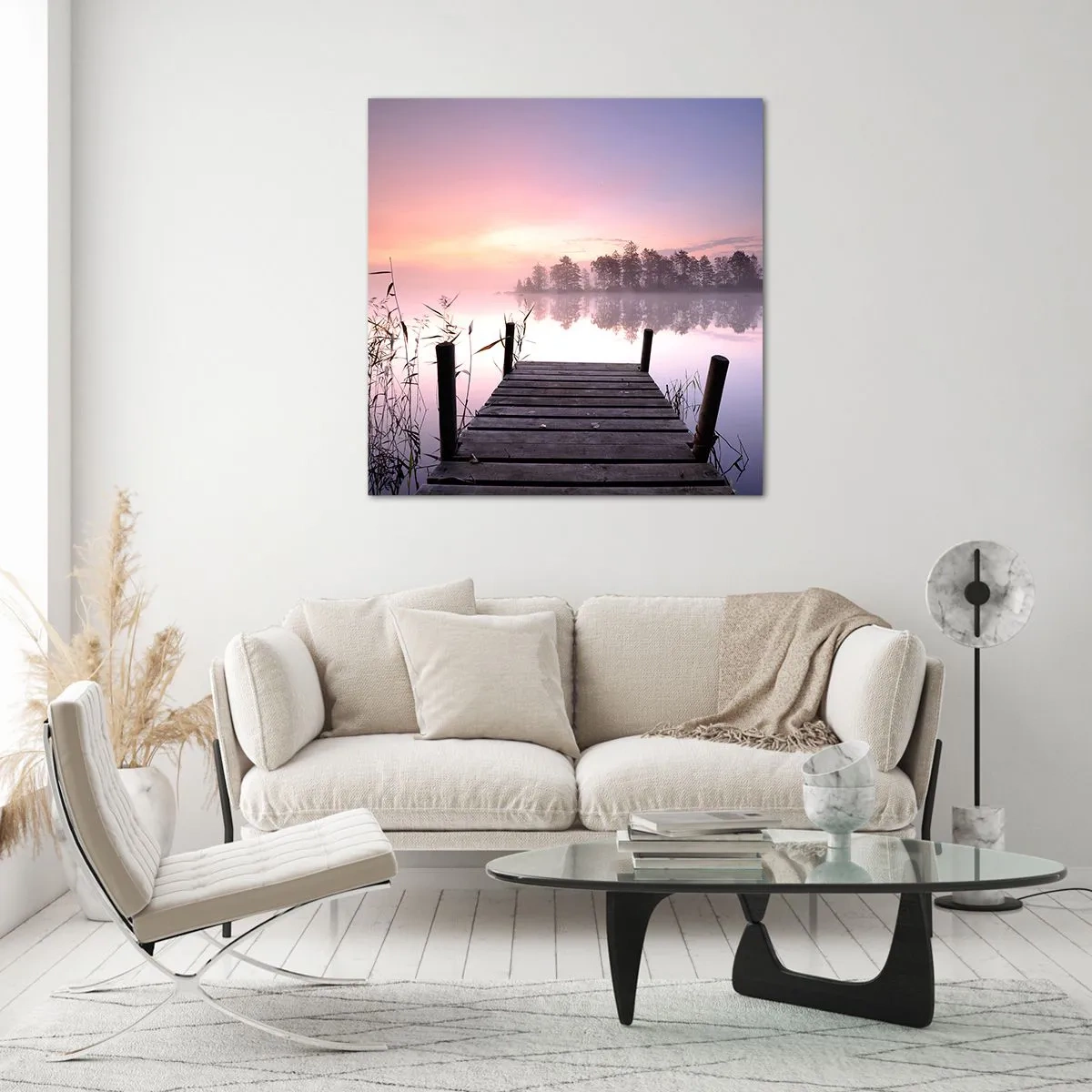 Tablou pe sticlă - Din ceața de liliac... - 60x60 cm