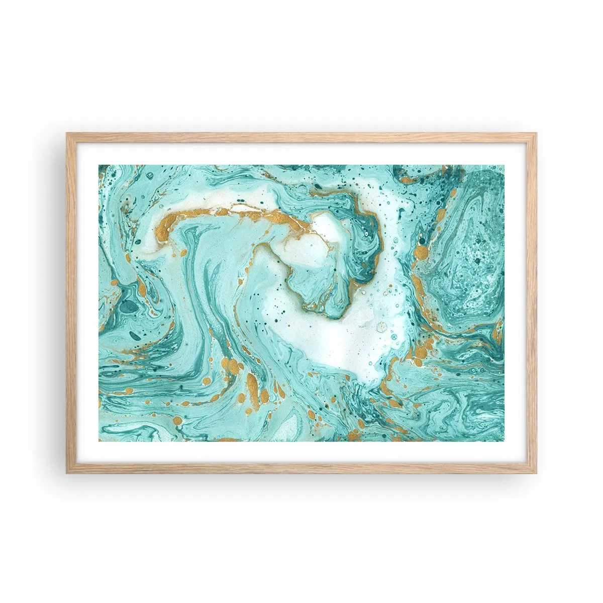 Poster în ramă de stejar deschis - Sub marele val al perioadei Edo - 70x50 cm