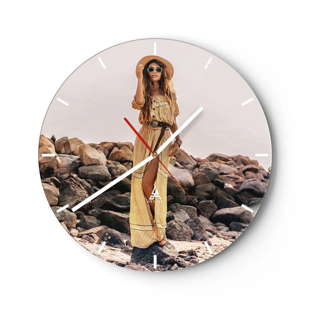 Ceas de perete - Ceas pe sticlă - Magia pietrelor - 40x40 cm