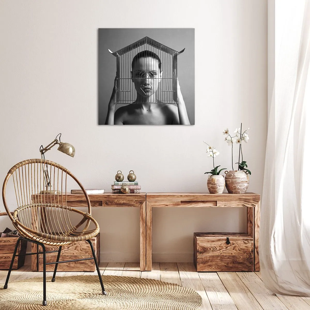 Tablou pe pânză - Un portret oarecum suprarealist - 60x60 cm