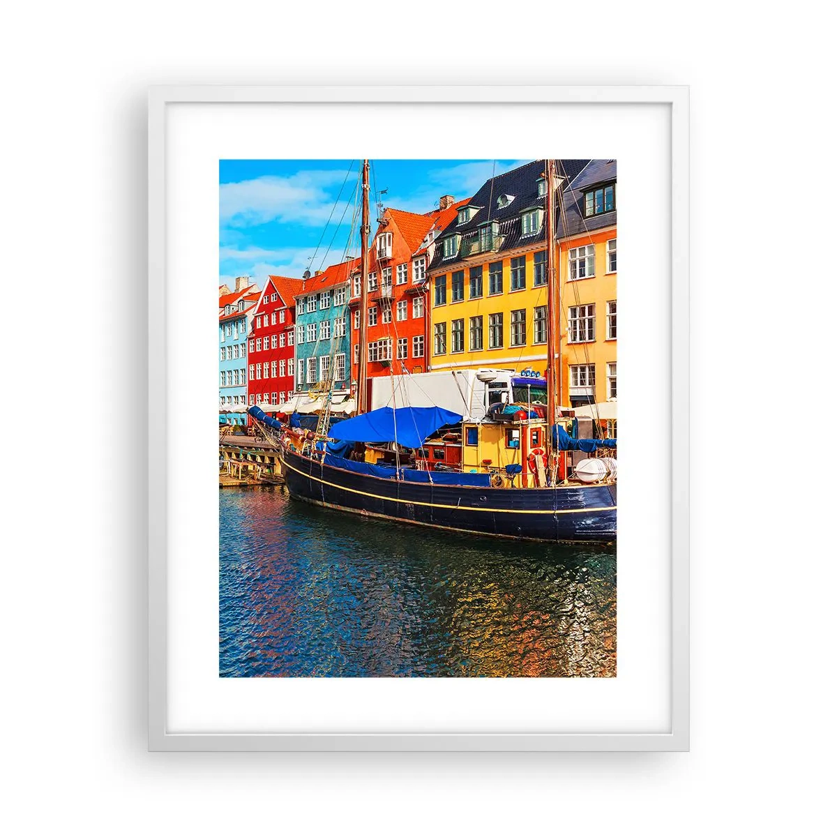 Poster în ramă albă - Portul vesel - 40x50 cm