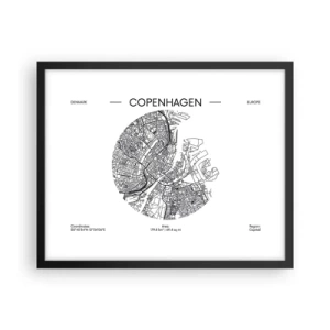 Poster în ramă neagră - Anatomia Copenhagăi - 50x40 cm