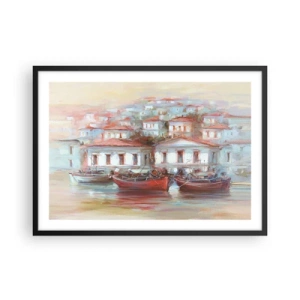 Poster în ramă neagră - Orășel fericit - 70x50 cm