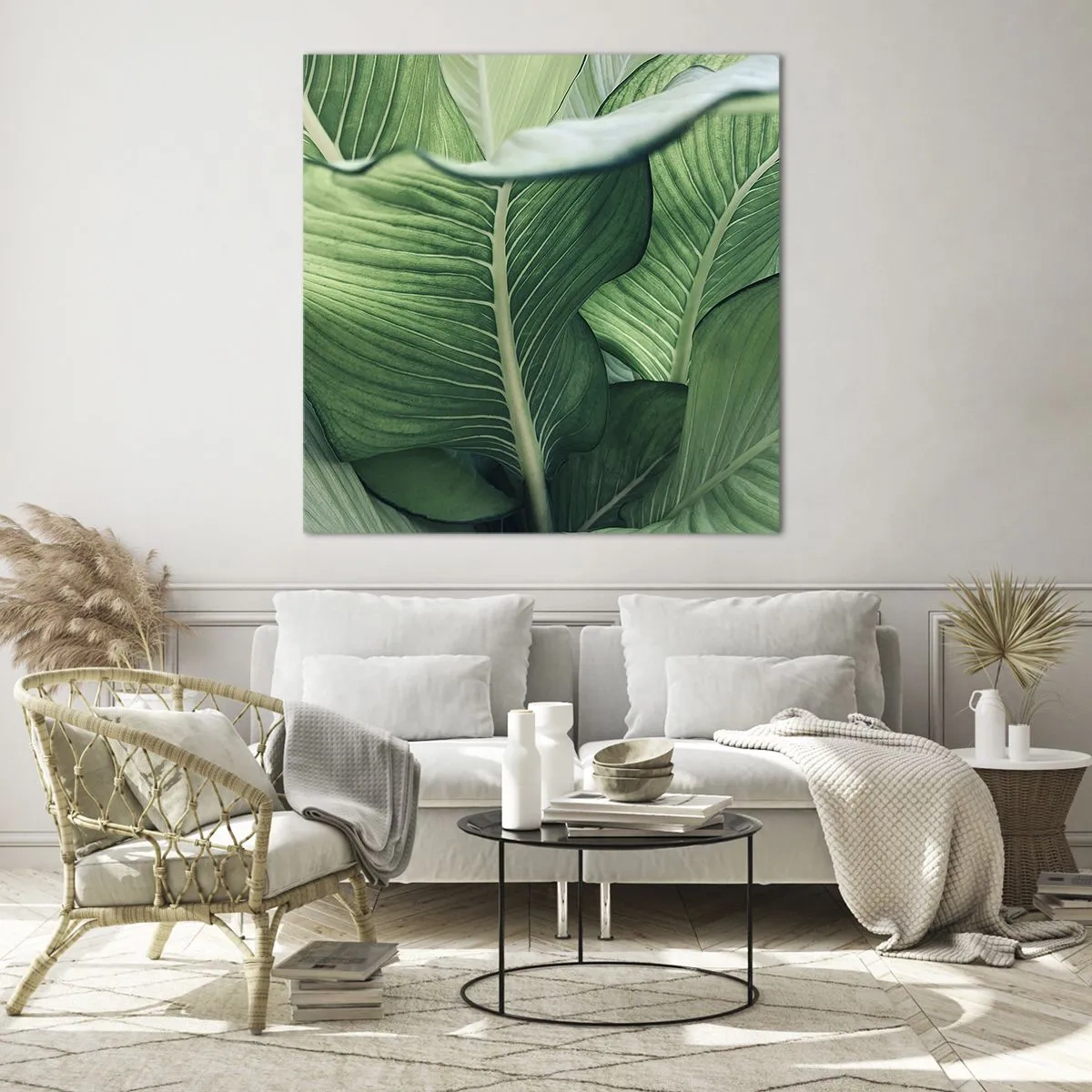 Tablou pe sticlă - Viață intensă în verde - 70x70 cm