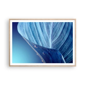 Poster în ramă de stejar deschis - Picături ascunse de albastru - 100x70 cm