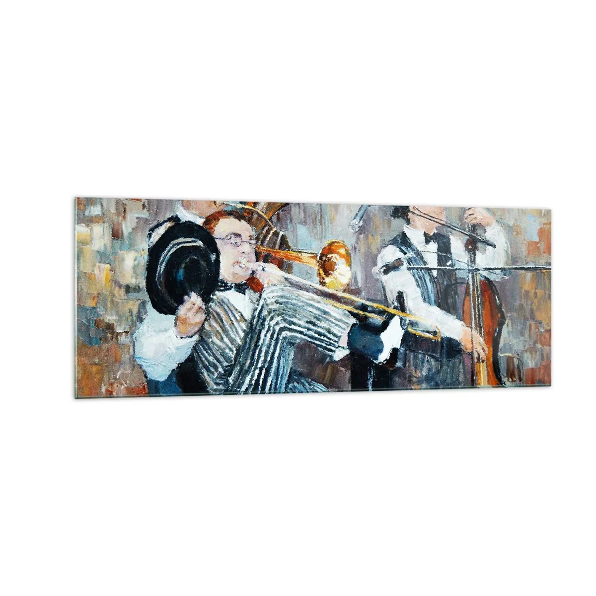 Tablou pe sticlă - Numai jazz - 140x50 cm