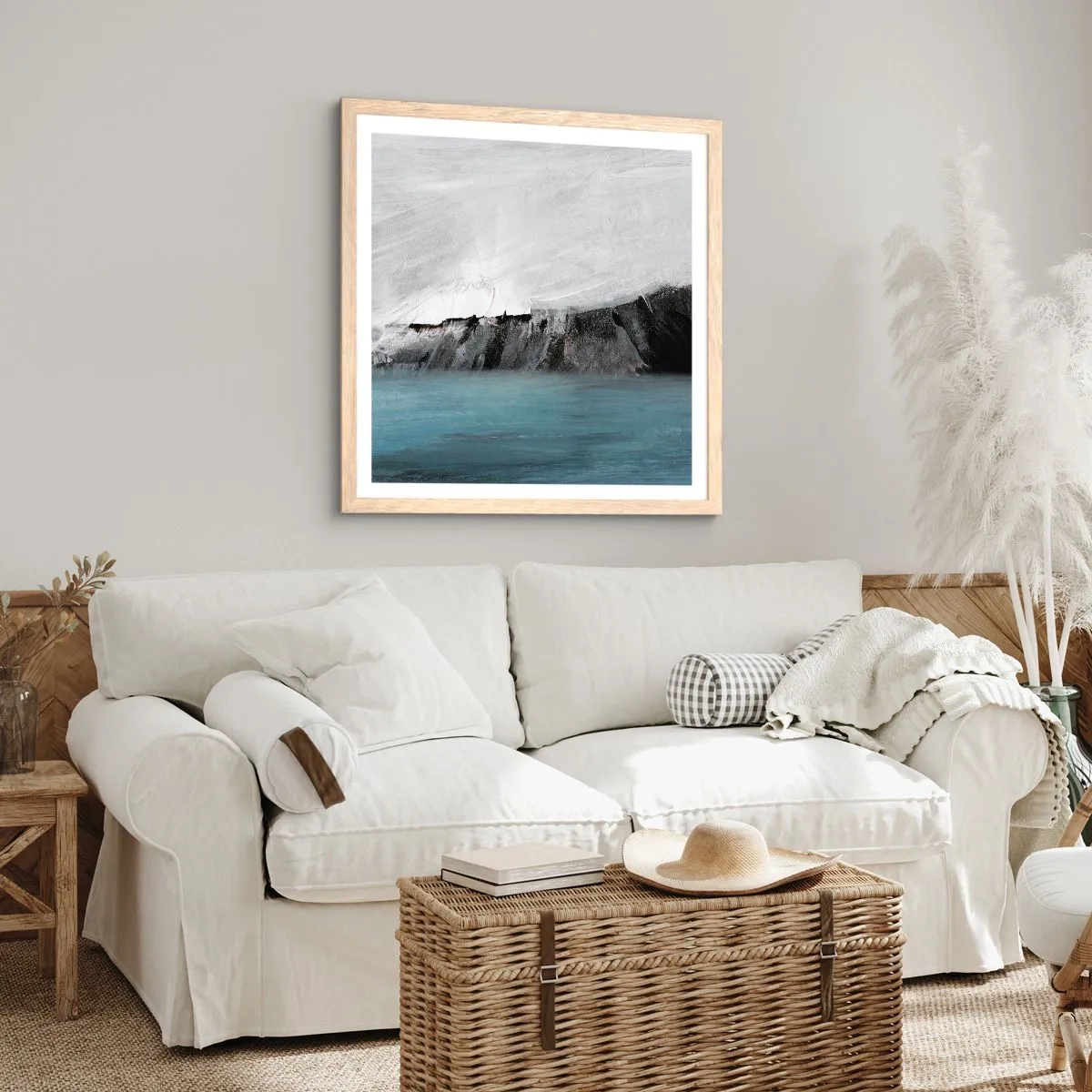 Poster în ramă de stejar deschis - Apă - pământ: lupta elementelor - 40x40 cm