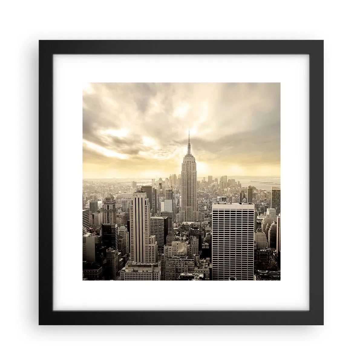 Poster în ramă neagră - New York țesut din gri - 30x30 cm