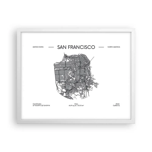 Poster în ramă albă - Anatomia San Francisco - 50x40 cm