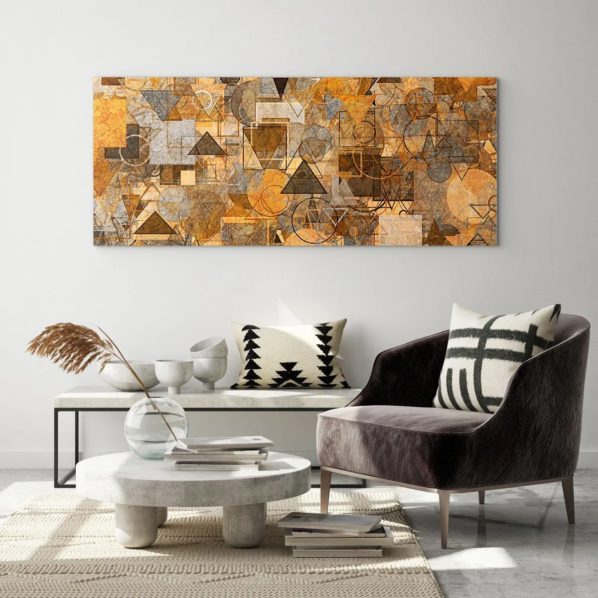 Tablou pe sticlă - Lumea băgată în formă - 100x40 cm