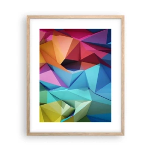 Poster în ramă de stejar deschis - Origami de curcubeu - 40x50 cm