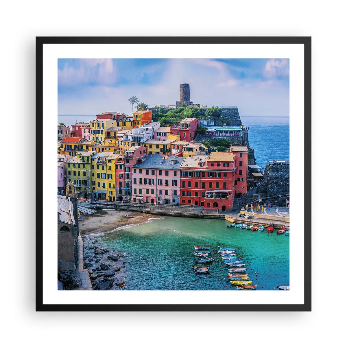 Poster în ramă neagră - Orașul mediteraneean magic - 60x60 cm