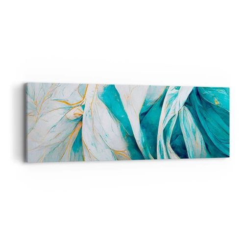 Tablou pe pânză - Abstractul albastru cu motiv auriu - 90x30 cm