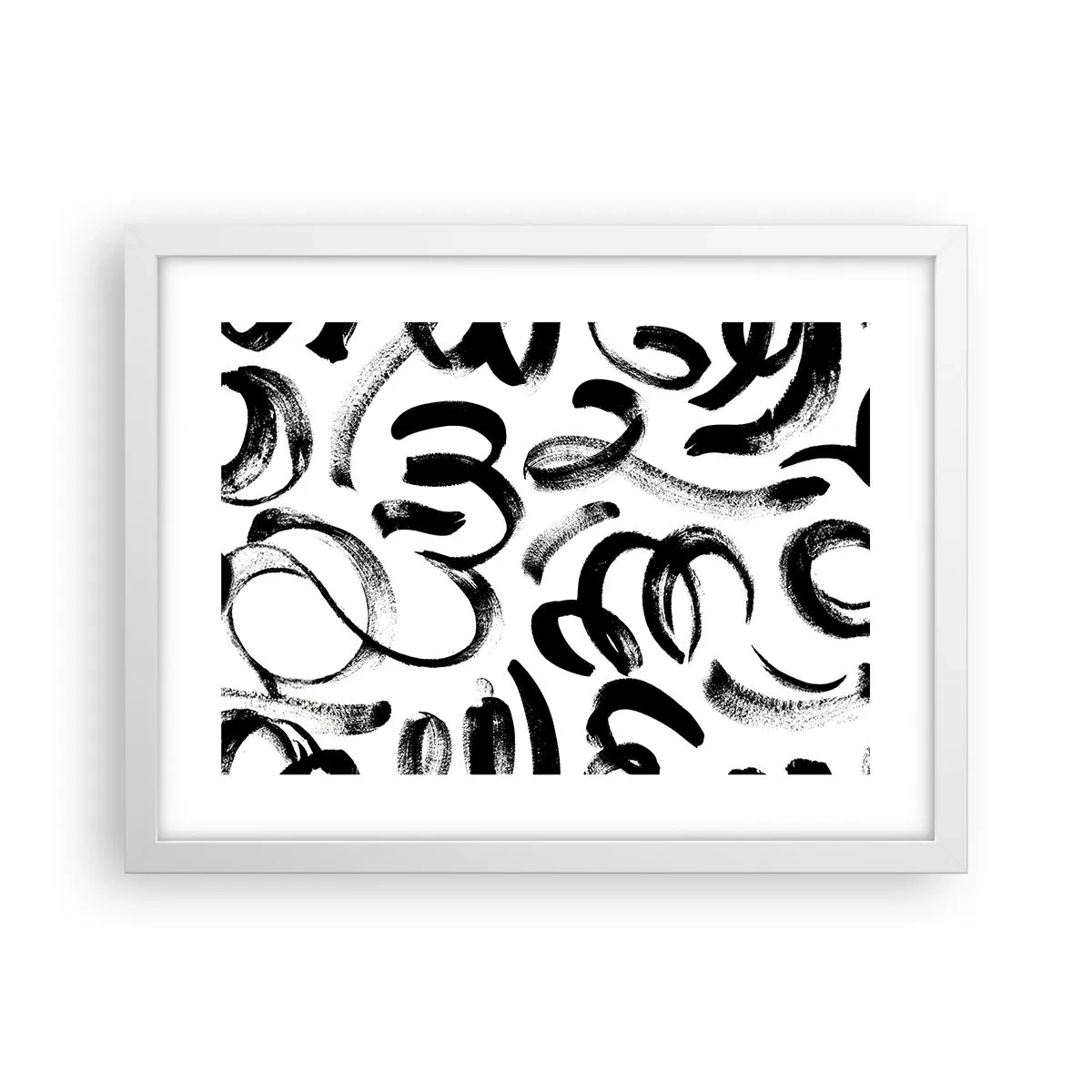 Poster în ramă albă - Negru pe alb - 40x30 cm