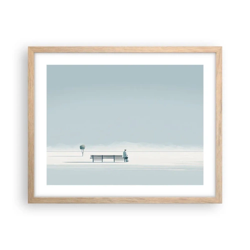 Poster în ramă de stejar deschis - Da, aștept. - 50x40 cm