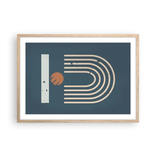 Poster în ramă de stejar deschis - Geometrie în funcție de rodie - 70x50 cm