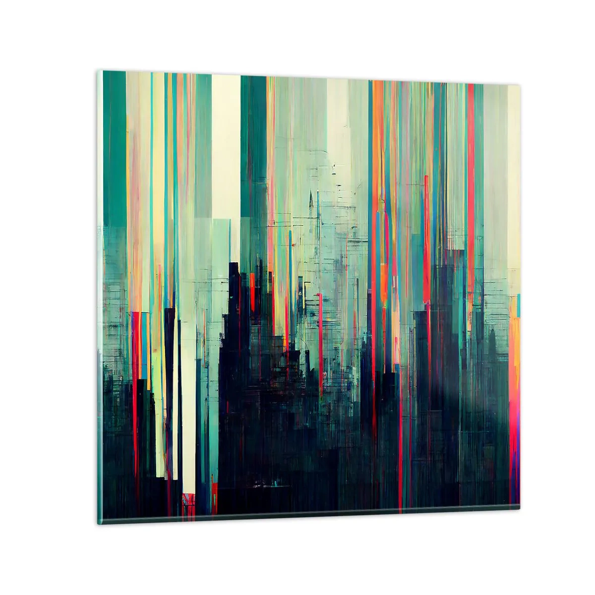 Tablou pe sticlă - Oraș futurist - 30x30 cm
