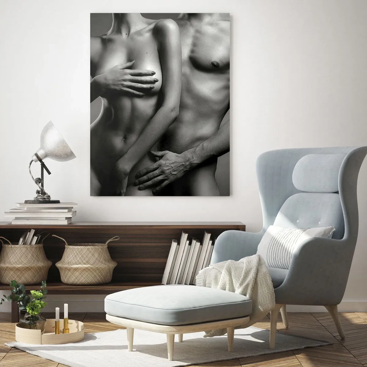 Tablou pe sticlă - Adam și Eva - 50x70 cm