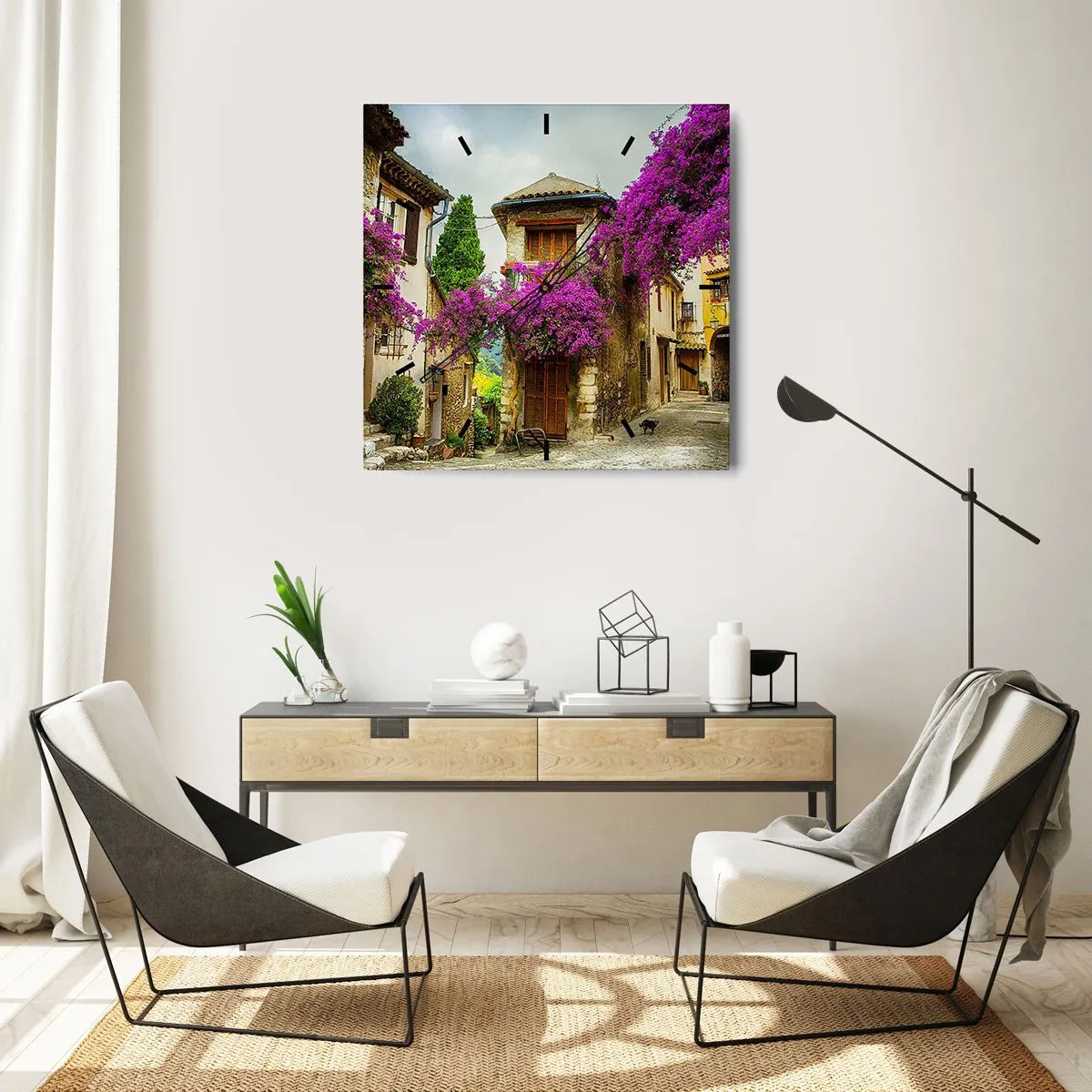 Ceas de perete - Ceas pe sticlă - Sub un baldachin floral - 30x30 cm