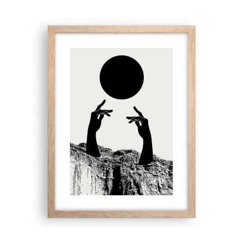 Poster în ramă de stejar deschis - Compoziție suprarealistă: soarele și tot restul - 30x40 cm